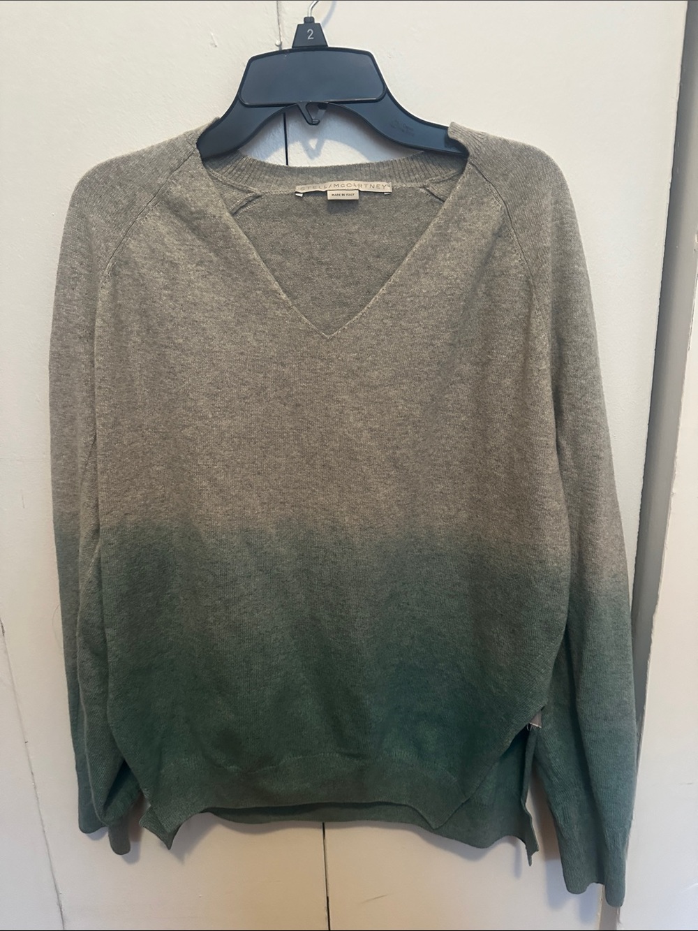 Stella McCartney Gray-to-Green Ombre V-Neck Sweater